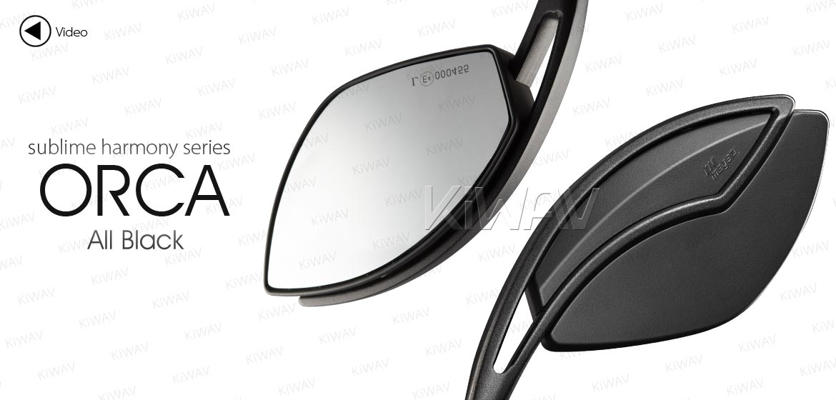 KiWAV motorcycle mirrors Orca black for 10mm 1.5 pitch BMW