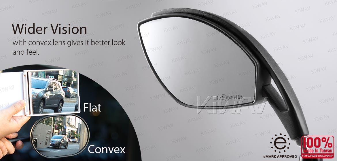 KiWAV motorcycle mirrors Orca black for 10mm 1.5 pitch BMW