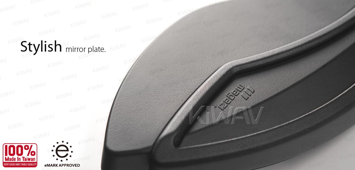 KiWAV motorcycle mirrors Orca black for 10mm 1.5 pitch BMW