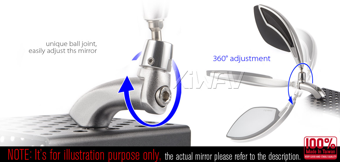 KiWAV motorcycle mirrors Orca black for 10mm 1.5 pitch BMW