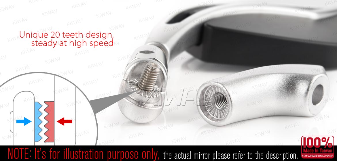 KiWAV motorcycle mirrors Orca black for 10mm 1.5 pitch BMW