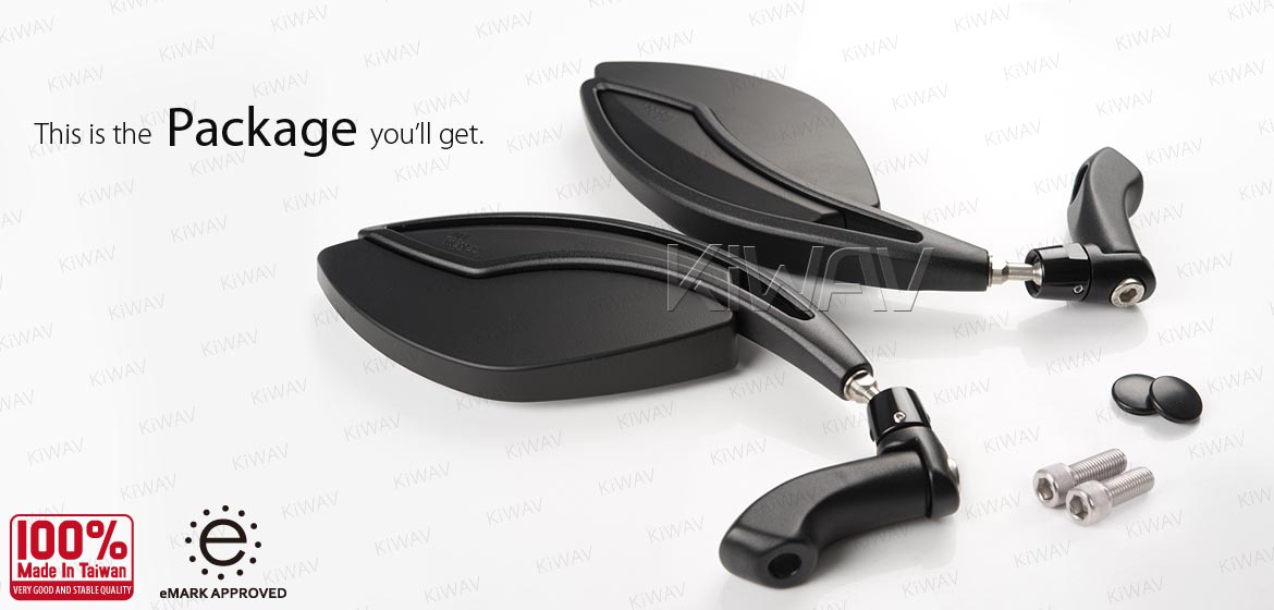 KiWAV motorcycle foldable mirrors Orca black for Harley Davidson Street 500/750