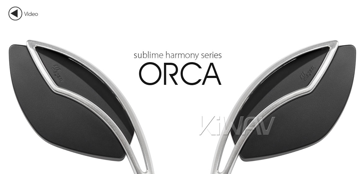 KiWAV motorcycle foldable mirrors Orca silver for Harley Davidson Street 500/750