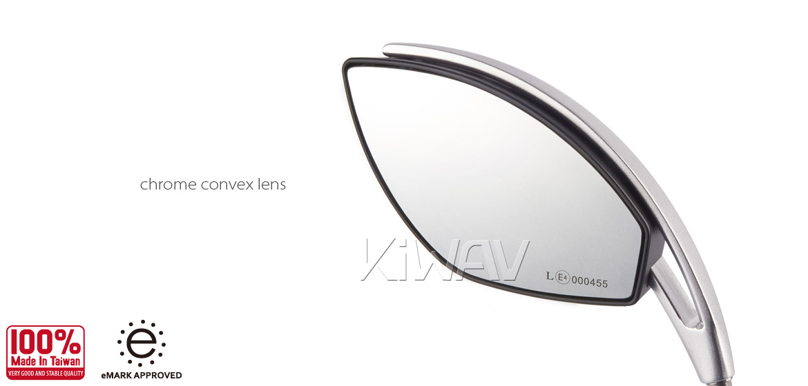 KiWAV motorcycle foldable mirrors Orca silver for Harley Davidson Street 500/750