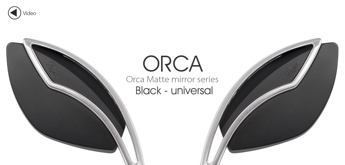 KiWAV motorcycle mirrors Orca silver & black 10mm universal Magazi