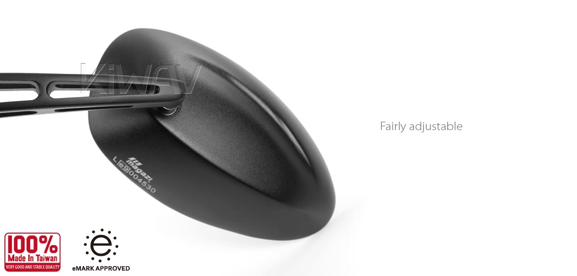 KiWAV OvalMX black motorcycle mirrors universal fit Magazi