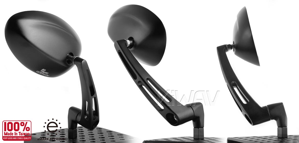 KiWAV OvalMX black motorcycle mirrors universal fit Magazi