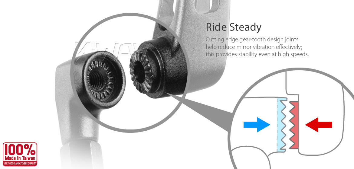 KiWAV OvalMX black motorcycle mirrors universal fit Magazi