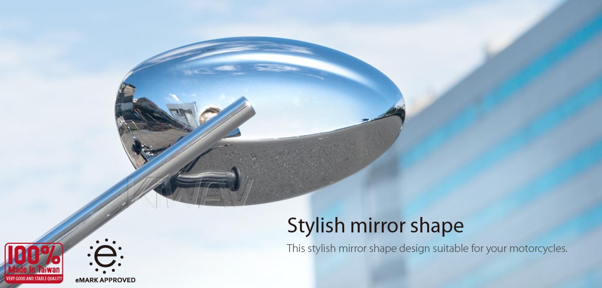 KiWAV motorcycle mirrors OvalII chrome universal fit for 8mm mirror thread