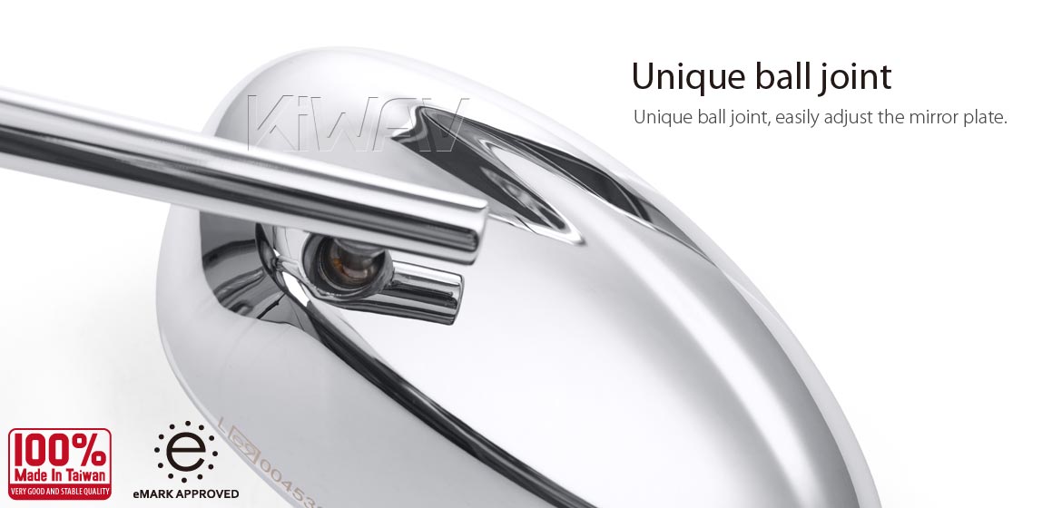 KiWAV motorcycle mirrors OvalII chrome universal fit for 8mm mirror thread