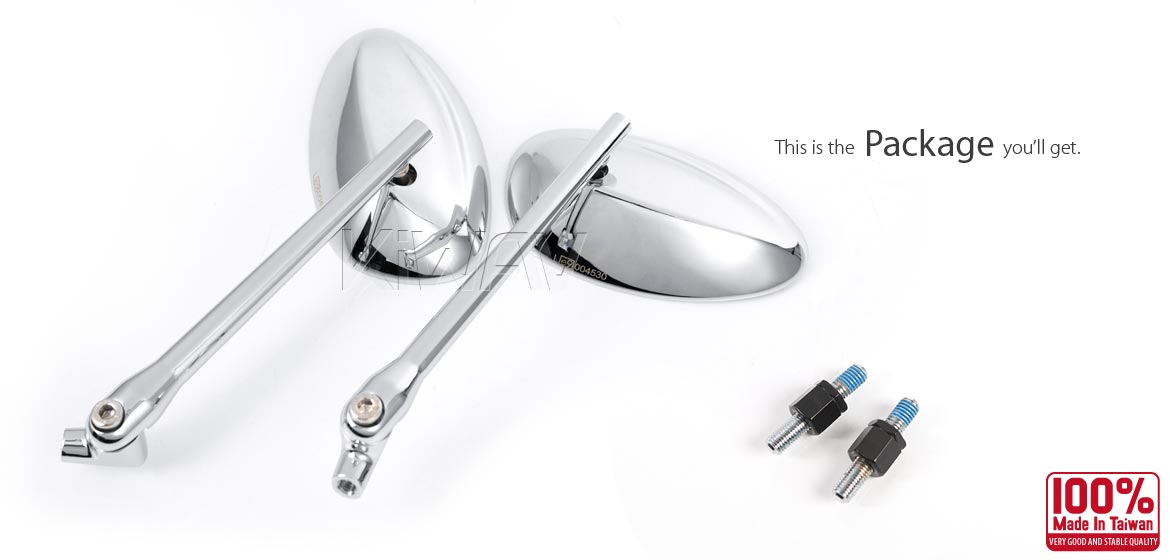 KiWAV motorcycle mirrors OvalII chrome for Harley Davidson Street 500/750