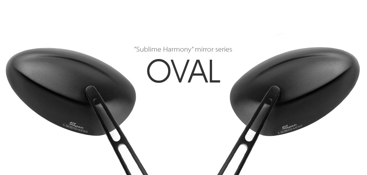 KiWAV motorcycle OvalMX black mirrors with black base for sportsbike for sportsbike
