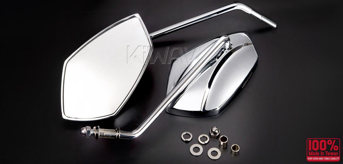 KiWAV motorcycle mirrors Palm chrome Harley Magazi