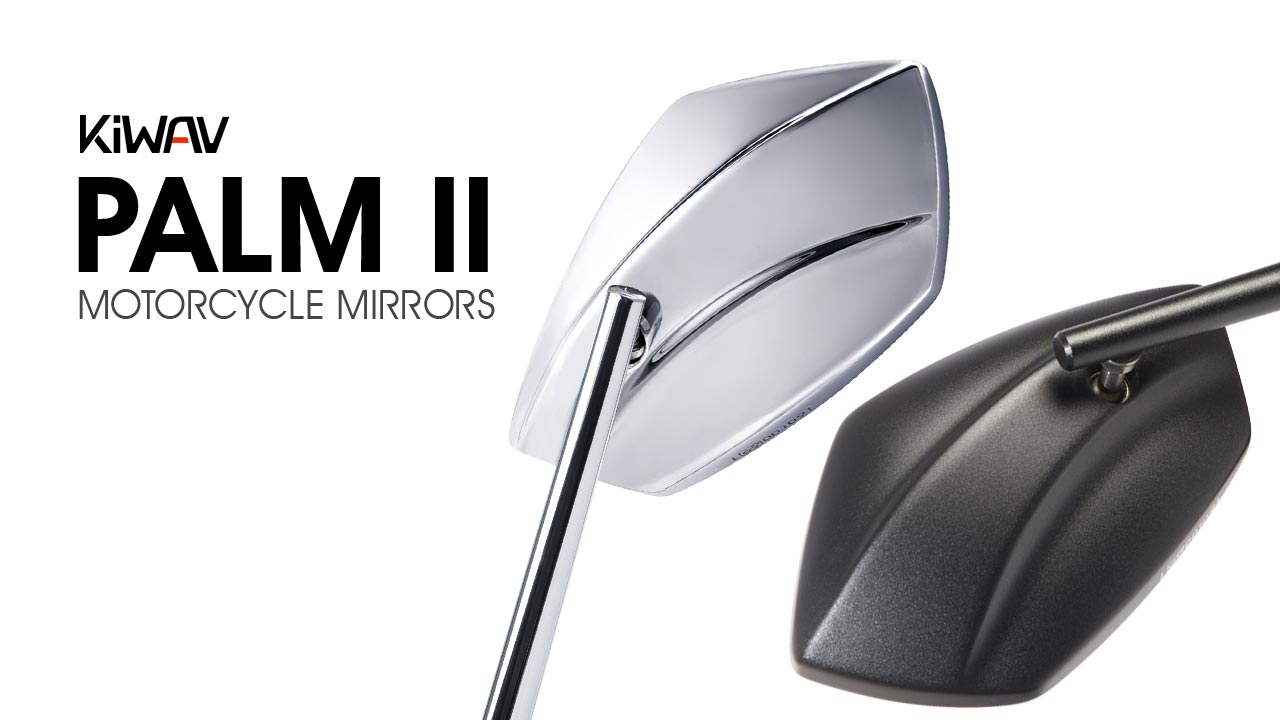 Fairing mirrors chrome Palm II convex black base for Kawasaki
