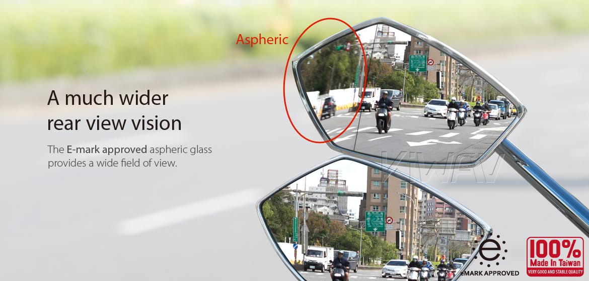 Fairing mirrors chrome Palm II convex black base for