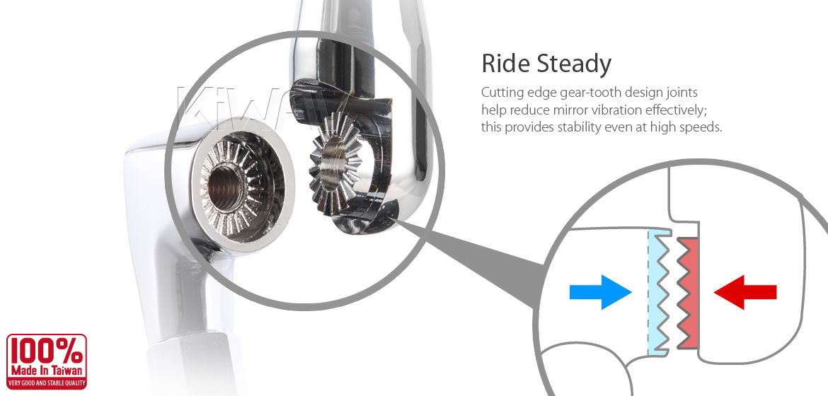 KiWAV motorcycle mirrors PalmII chrome 8mm for scooters