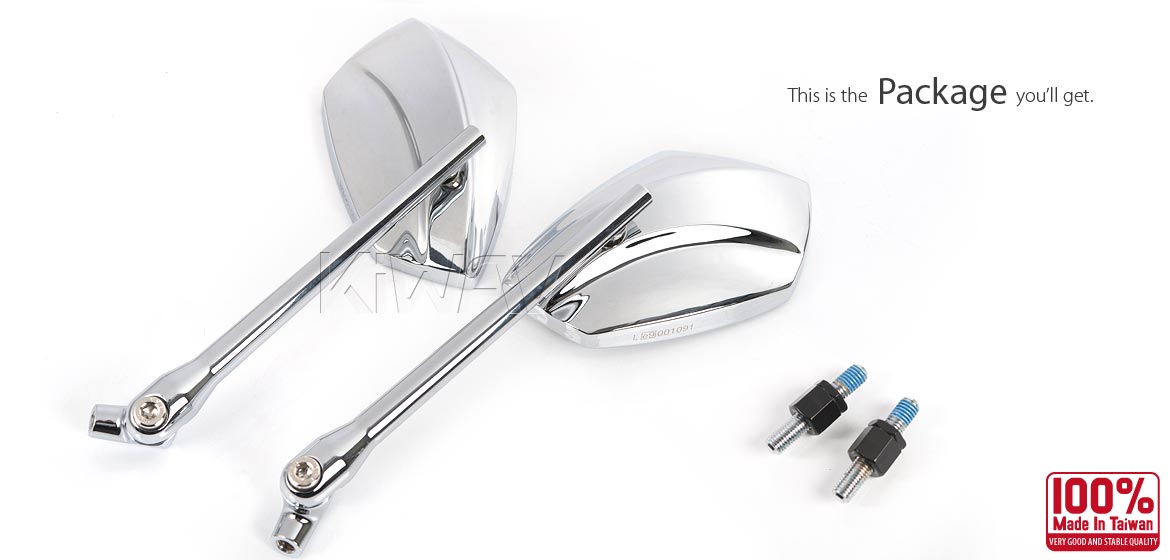 KiWAV motorcycle mirrors PalmII chrome for Harley Davidson Street 500/750