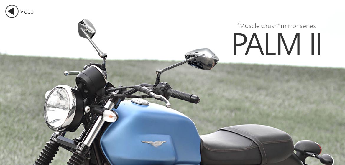 KiWAV motorcycle mirrors PalmII chrome 8mm for scooters