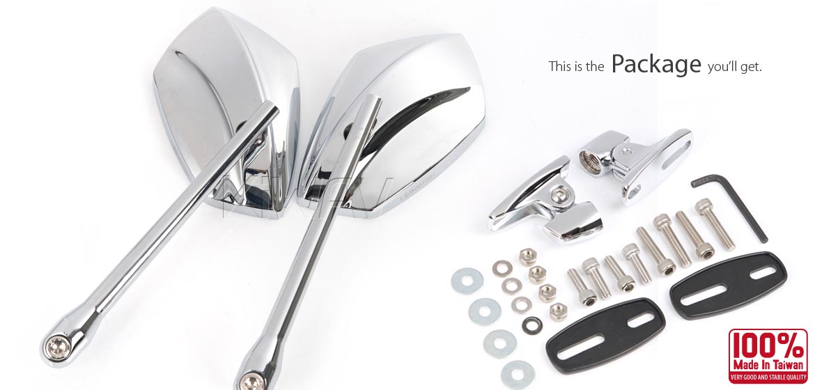 Fairing mirrors chrome Palm II convex chrome base for Kawasaki