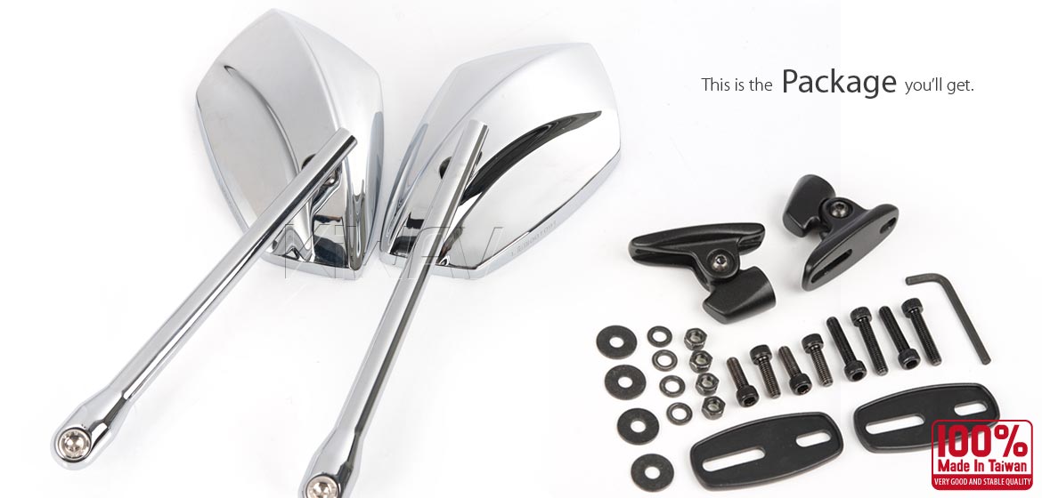 KNYA様 Fairing mirrors chrome Palm II convex black base for
