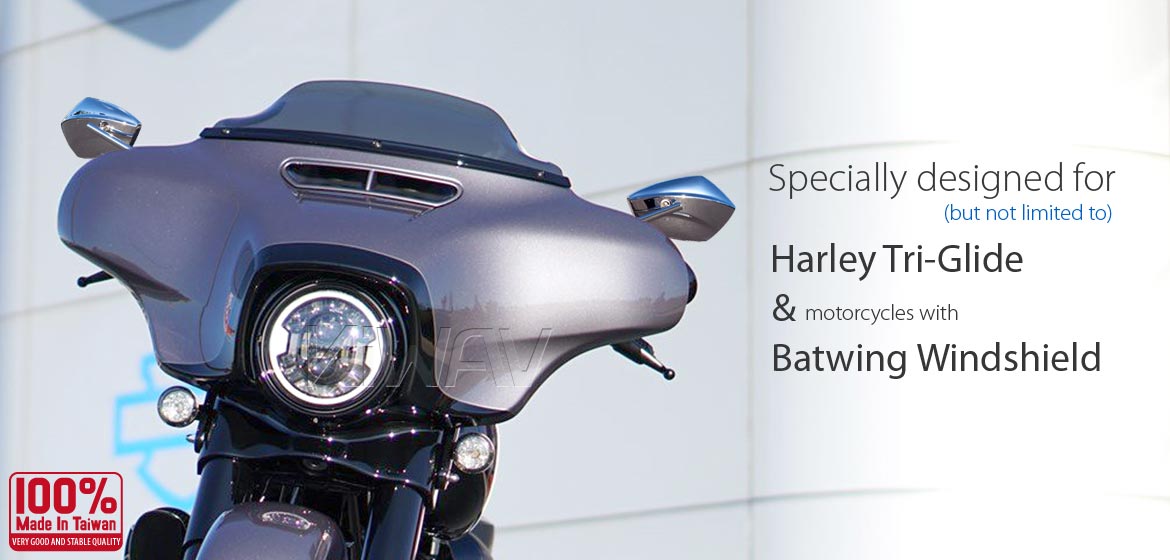 KiWAV motorcycle mirrors PalmII chrome 10mm, Harley, Magazi