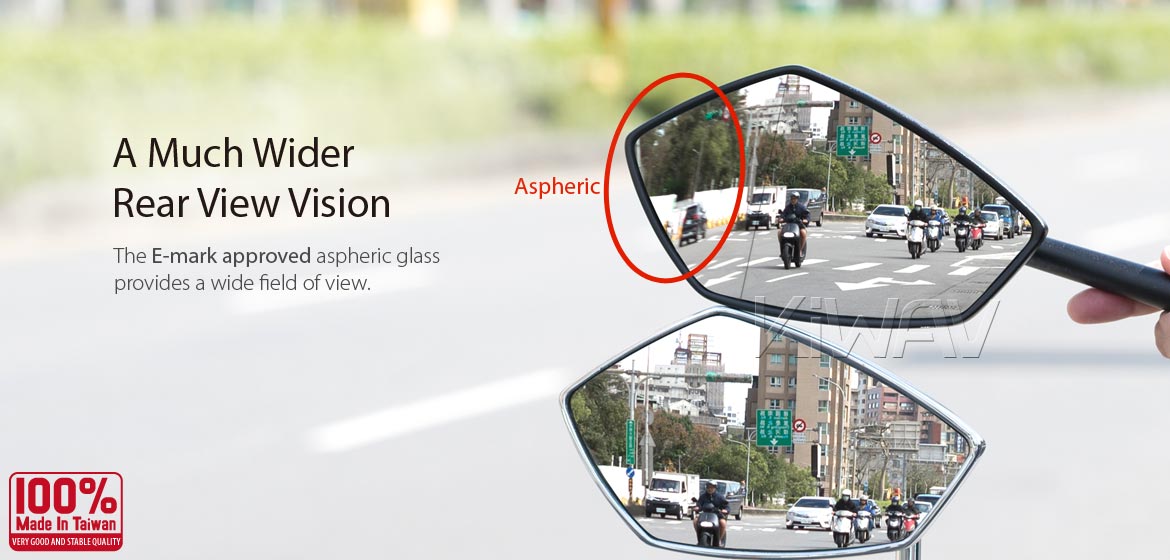 KiWAV motorcycle mirrors PalmII black 8mm for scooters