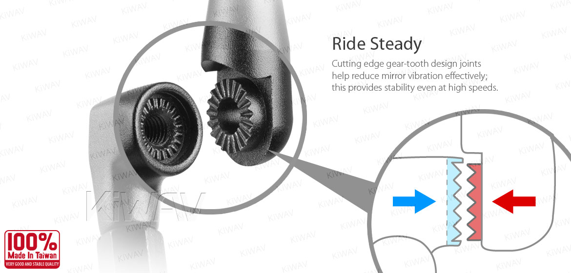 KiWAV motorcycle mirrors PalmII black 8mm for scooters