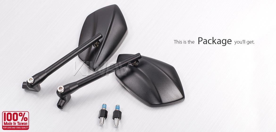 KiWAV motorcycle mirrors PalmII black 10mm 1.5pitch for BMW