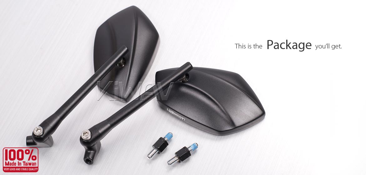 KiWAV motorcycle mirrors PalmII black for Harley Davidson Street 500/750