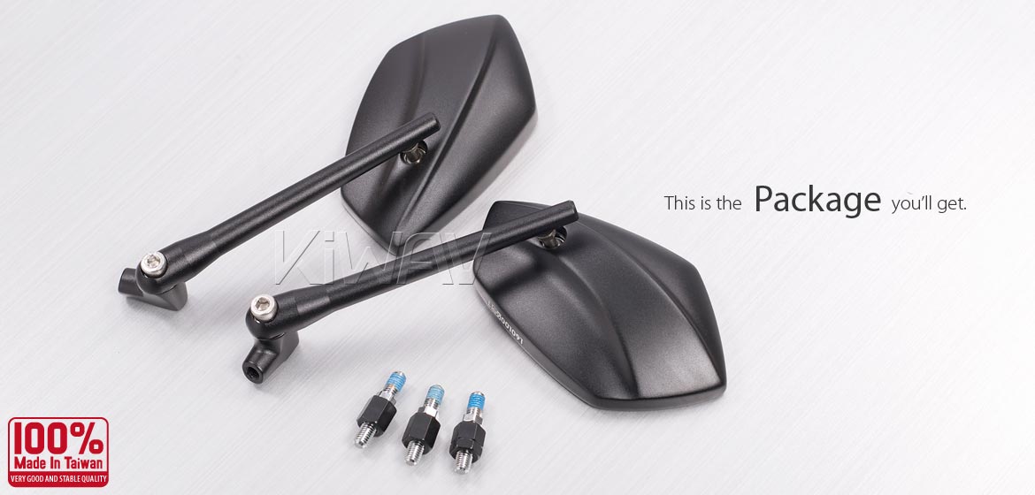 KiWAV motorcycle mirrors PalmII black 8mm for scooters