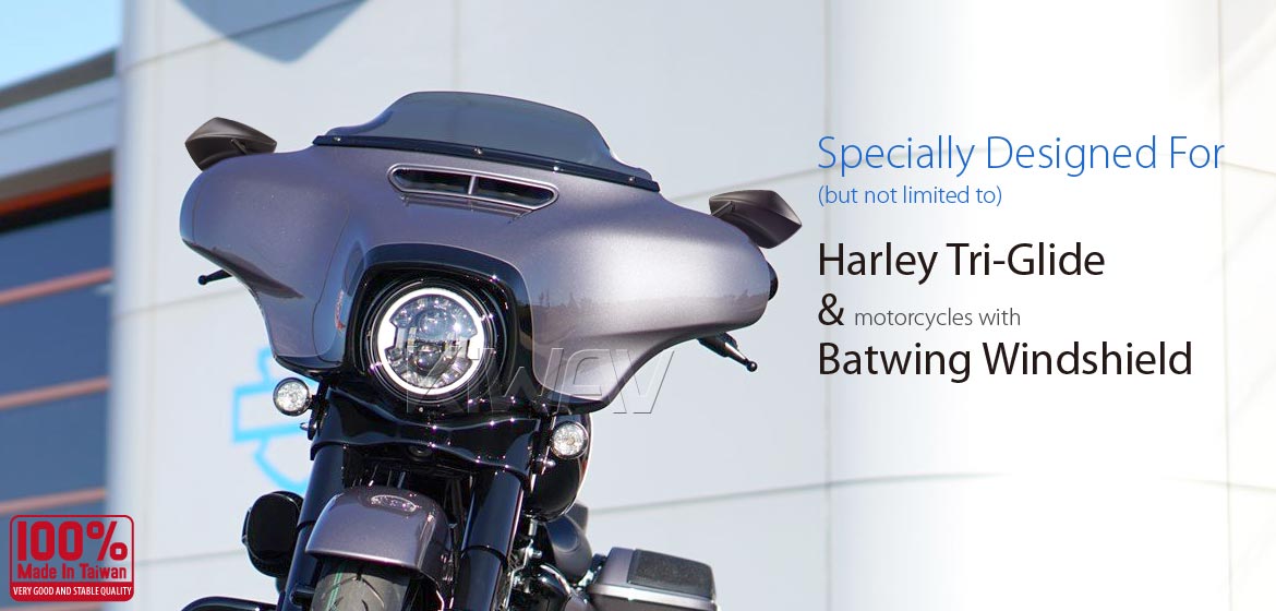 KiWAV motorcycle mirrors PalmII black 10mm, Harley, Magazi