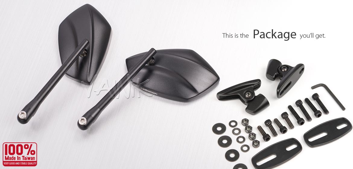 MATAです₊⁎⁺˳✧༚ VAWiK mirrors black PalmII convex black base fits Kawasaki Ninja