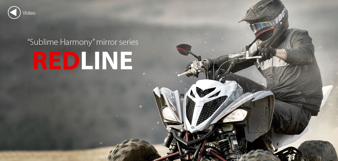 KiWAV ATV rear view mirrors Redline silver for 7/8 inch handlebar mount with silver aluminum clips