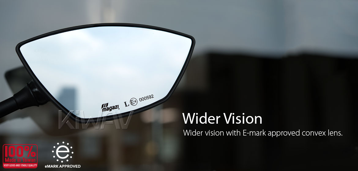 KiWAV Redline motorcycle mirrors universal fit 10mm Magazi