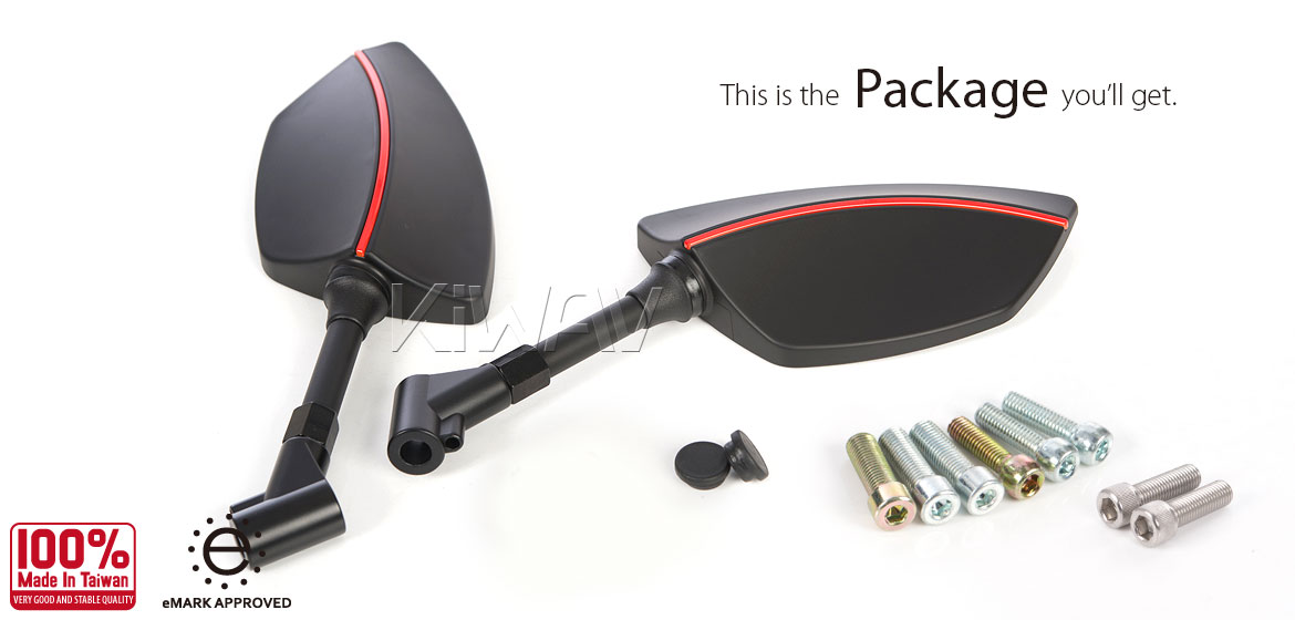 KiWAV Redline motorcycle mirrors for Harley Davidson Street 500/750