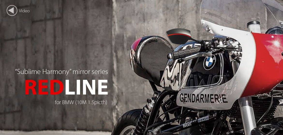 KiWAV Redline motorcycle mirrors for BMW 1.5 pitch 10mm Magazi