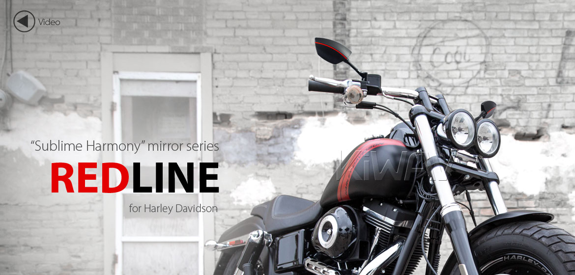 KiWAV Redline motorcycle mirrors for Harley Davidson