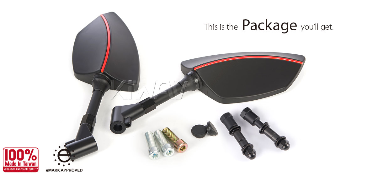 KiWAV Redline motorcycle mirrors for Harley Davidson