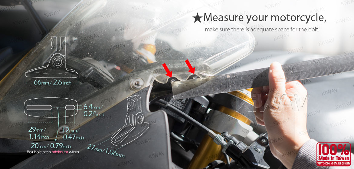 KiWAV Redline fairing mount rearview mirrors for sportsbike motorcycle Magazi