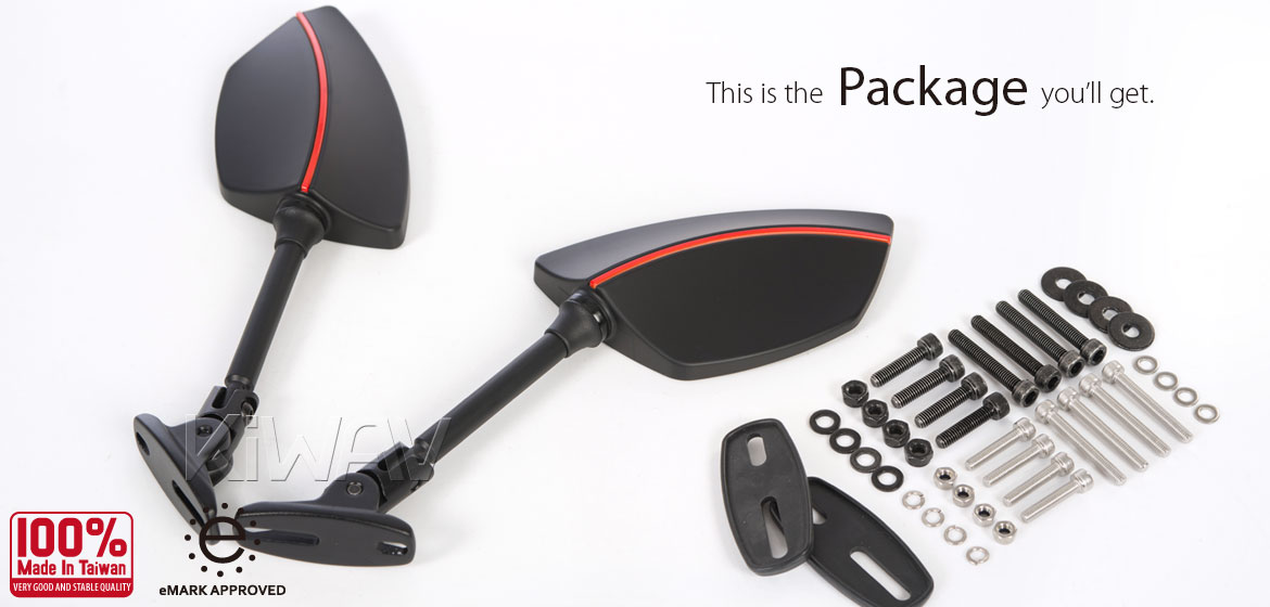 KiWAV Redline fairing mount rearview mirrors for sportsbike motorcycle Magazi