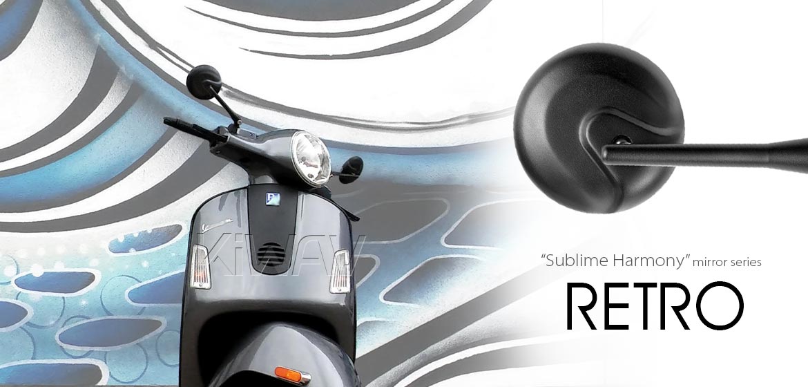 スクーター: バイクミラー レトロ 黒 M8 スクーターに汎用