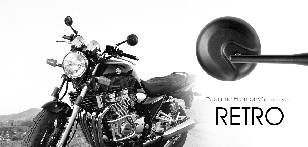 KiWAV Magazi Retro motorcycle mirrors aluminum universal black