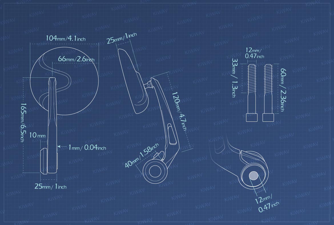 Measurement of KiWAV Retro motorcycle bar end mirrors