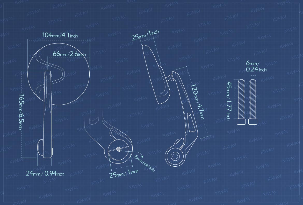Measurement of KiWAV Retro motorcycle bar end mirrors