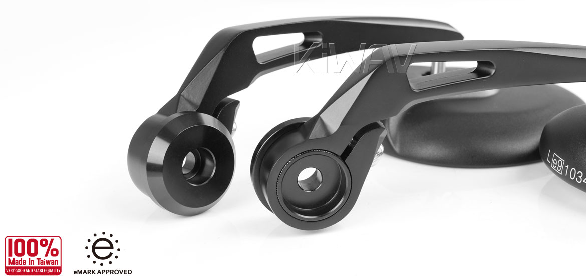 KiWAV RetroHB black motorcycle bar end mirrors compatible for BMW M8 threaded handlebar