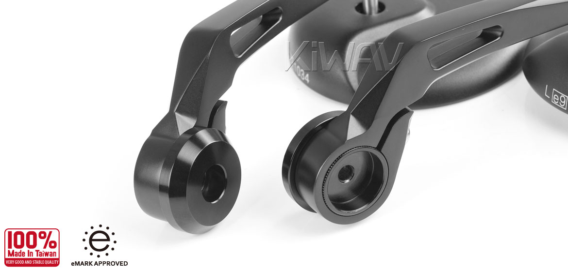 KiWAV RetroHB black motorcycle bar end mirrors for 1 inch hollow ended handlebars