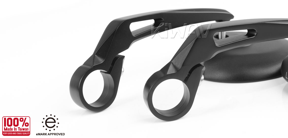 KiWAV RetroHB black motorcycle bar end mirrors for 22/25mm handlebar