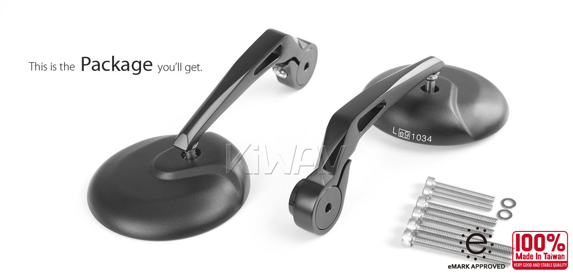 KiWAV RetroHB black motorcycle bar end mirrors