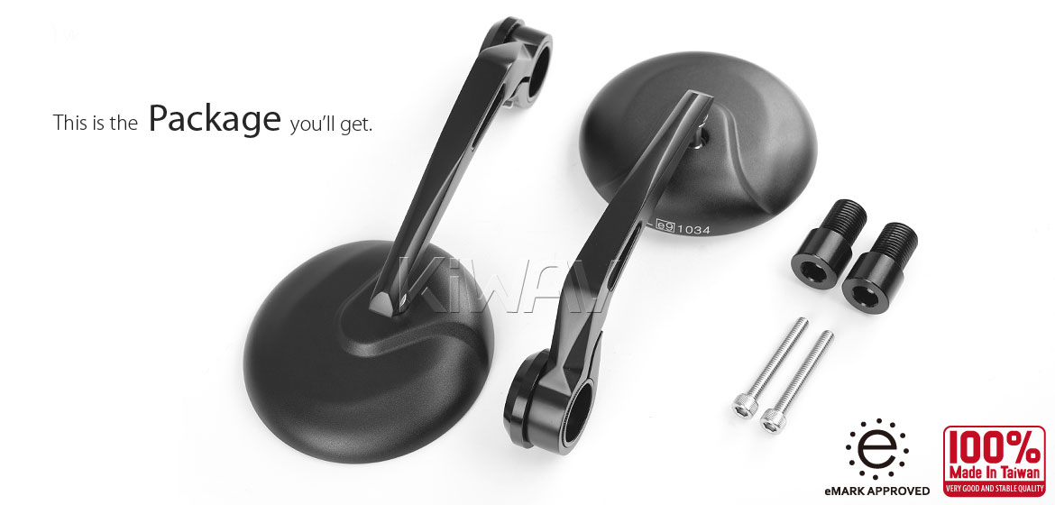 KiWAV Retro motorcycle bar end mirrors for Yamaha 16mm