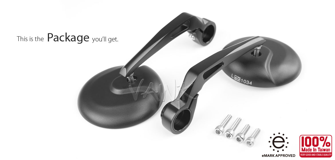 VAWiK RetroHB black motorcycle bar end mirrors